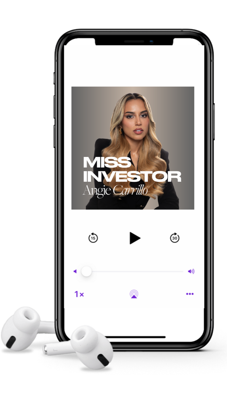 Miss Investor podcast playing on iPhone